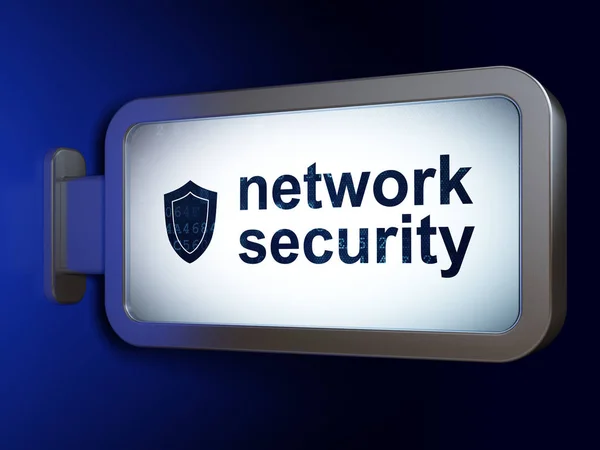 Concepto de privacidad: Network Security and Shield en el fondo de la valla publicitaria —  Fotos de Stock