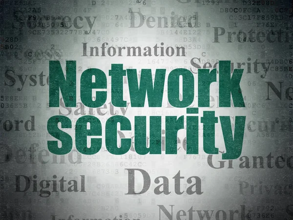 Koncepcja ochrony: zabezpieczenia sieci na tle cyfrowych danych papierze — Zdjęcie stockowe