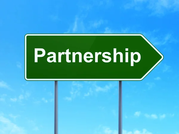 Bedrijfsconcept: partnerschap op weg teken achtergrond — Stockfoto