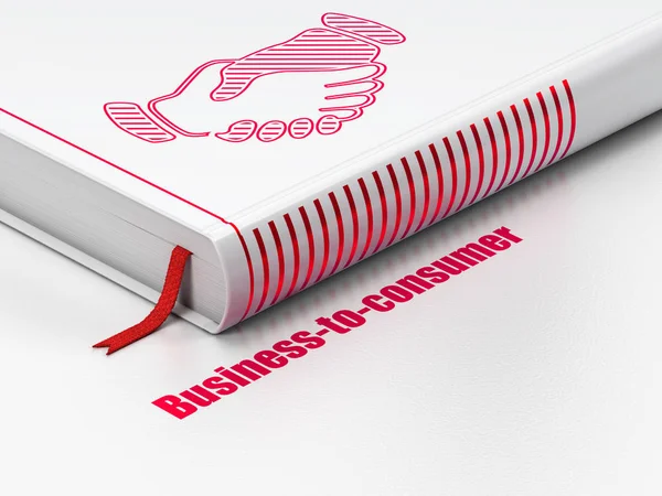 Finanční koncept: kniha Handshake, Business-to spotřebitele na bílém pozadí — Stock fotografie