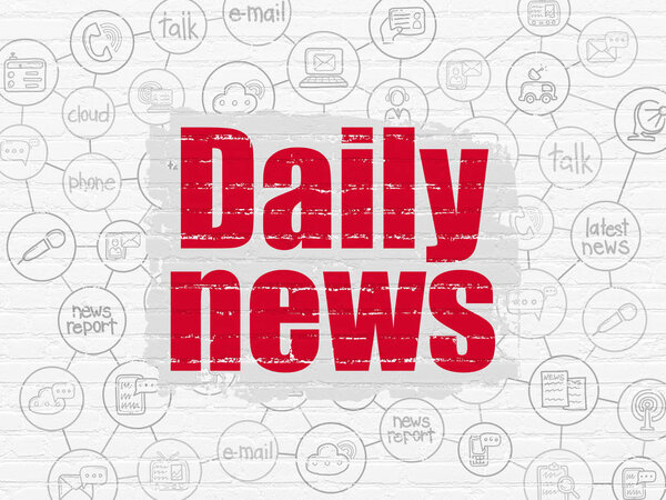 Концепция новостей: Daily News on wall background