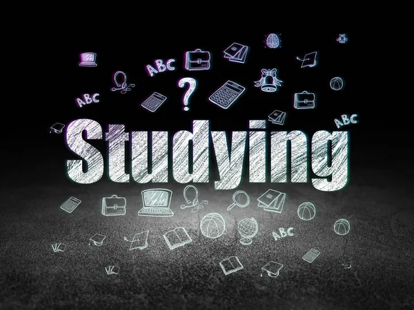 Concept d'étude : Étudier dans une pièce sombre grunge — Photo