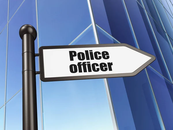 Concept de droit : signer Police Officer on Building background — Photo