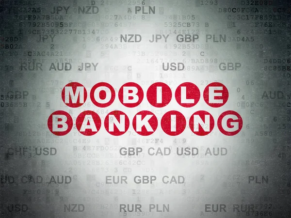 Currency concept: Mobile Banking on Digital Data Paper background