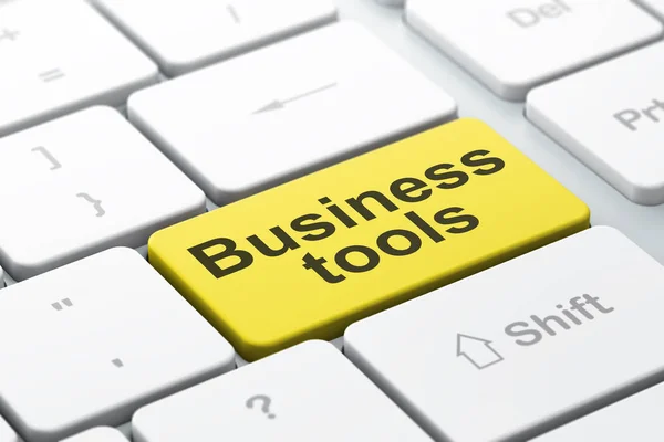 Geschäftskonzept: Business Tools auf der Computertastatur Hintergrund — Stockfoto