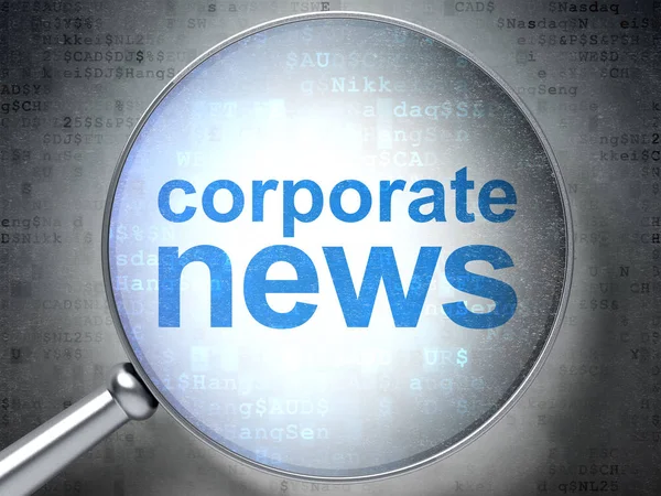 Concepto de noticias: Noticias corporativas con vidrio óptico —  Fotos de Stock