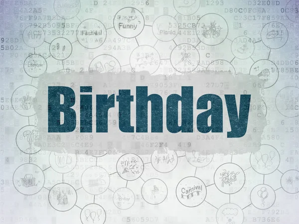 Underhållning, koncept: födelsedag på Digital Data papper bakgrund — Stockfoto