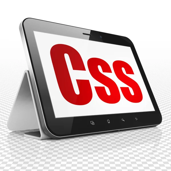 Database concept: Tablet PC met Css op display — Stockfoto