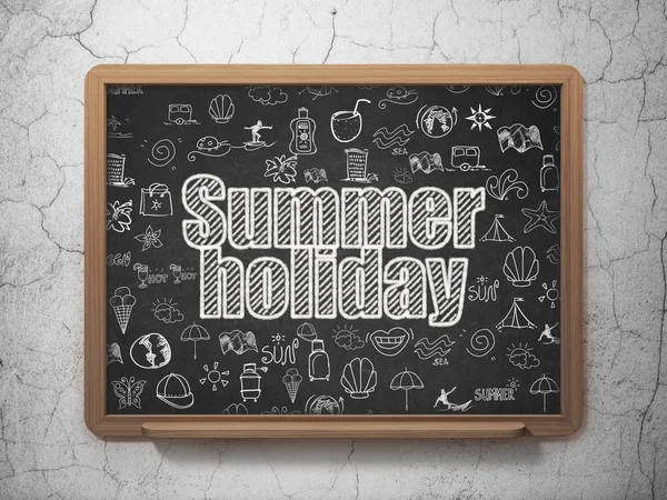Concepto de vacaciones: vacaciones de verano en el fondo de la junta escolar —  Fotos de Stock