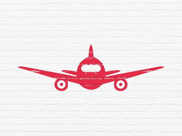 Turizm kavramı: duvar arka plan üzerinde uçak