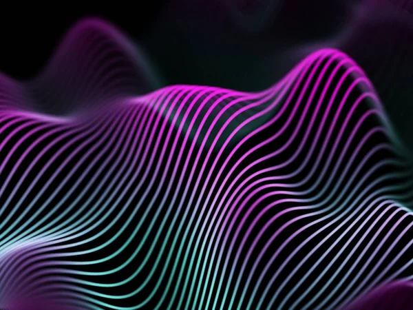 Concept de technologie de l'information : ondes lumineuses bleues abstraites . — Image vectorielle