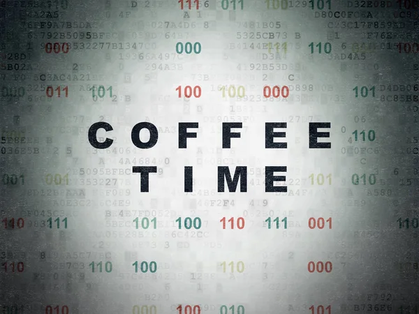 Koncepcja Timeline: Coffee Time na tle cyfrowych danych papierze — Zdjęcie stockowe