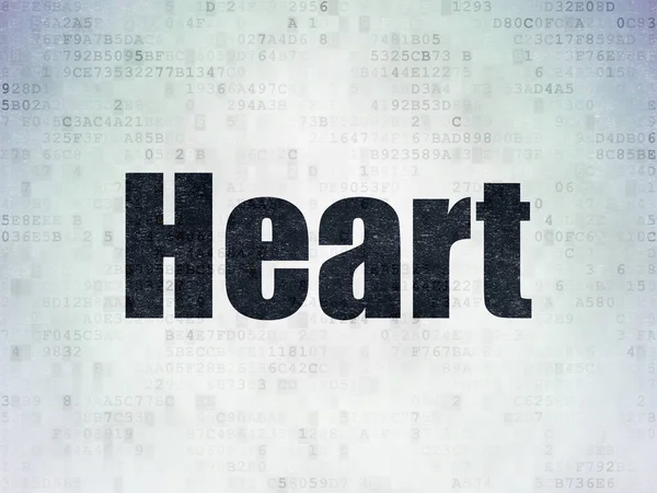 健康概念︰ 数字数据纸张背景上的心 — 图库照片
