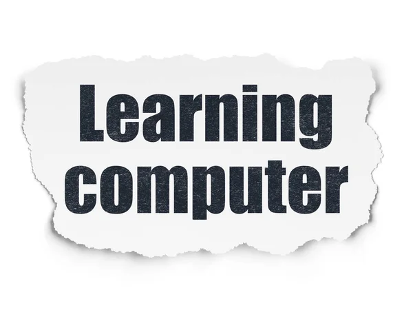 Studying concept: Learning Computer on Torn Paper background — Stock Photo, Image