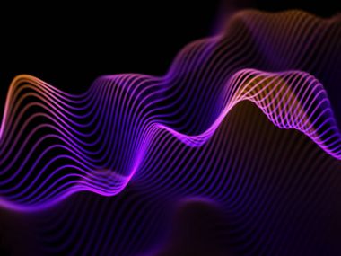 Bilgi teknolojisi kavramı: soyut mavi parlak dalgalar.