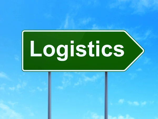 Üzleti koncepció: logisztika, közúti jel háttér — Stock Fotó