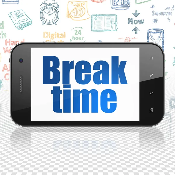 Concetto di timeline: Smartphone con Break Time in mostra — Foto Stock