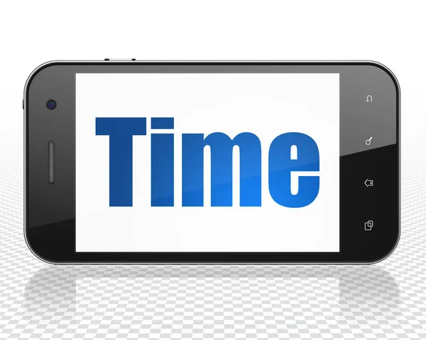 Concetto di timeline: Smartphone con Time on display — Foto Stock