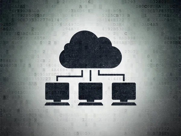 Concept de réseau Cloud : Réseau Cloud sur fond de papier numérique de données — Photo
