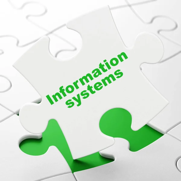 Concetto di informazione: Sistemi di informazione su sfondo puzzle — Foto Stock