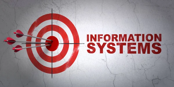 Data concept: target and Information Systems on wall background — Stock Photo, Image