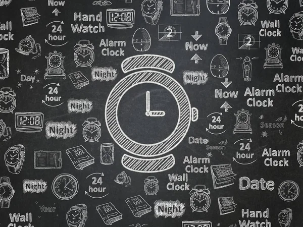 Concepto de línea de tiempo: Reloj de mano en el fondo de la junta escolar — Foto de Stock