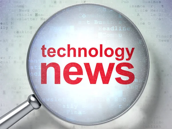 Concepto de noticias: Noticias tecnológicas con vidrio óptico —  Fotos de Stock