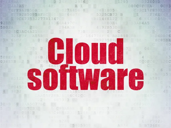 Concept de réseau Cloud : Logiciel Cloud sur fond de papier numérique de données — Photo