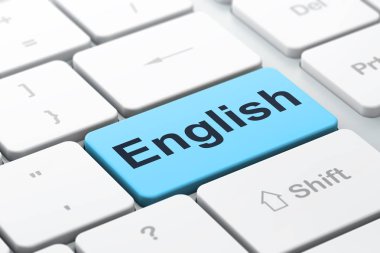 Eğitim kavramı: bilgisayar klavye arka plan üzerinde İngilizce