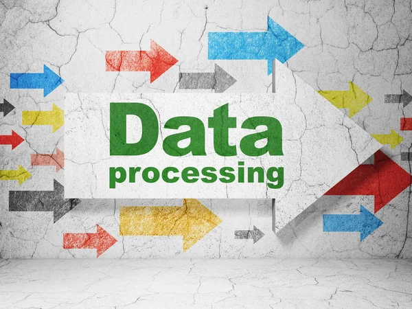 Data concept: arrow with Data Processing on grunge wall background — Stock Photo, Image