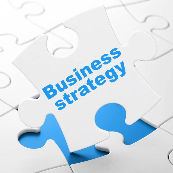 Концепція бізнесу: бізнес-стратегія на фоні головоломки — стокове фото