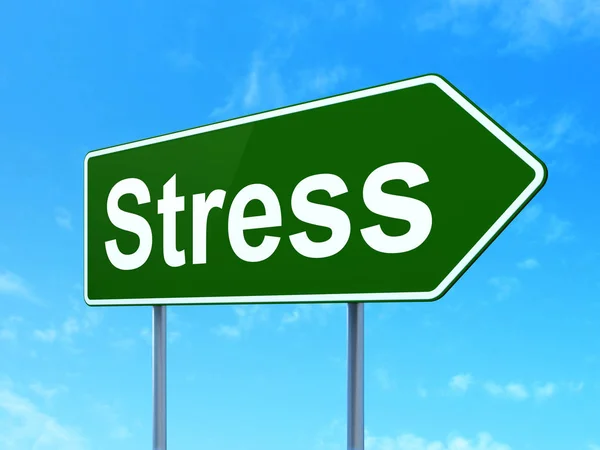 Egészségügyi koncepció: stressz a közúti jel háttér — Stock Fotó