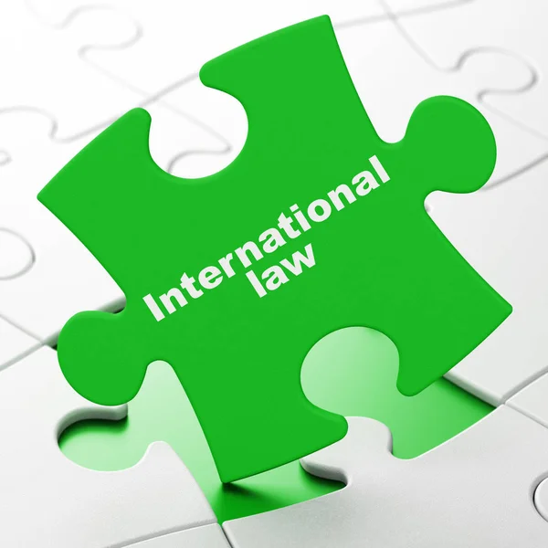 Politikai koncepció: nemzetközi jog puzzle háttér — Stock Fotó