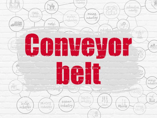 Manufacuring concept: Conveyor Belt on wall background