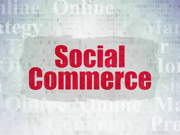 Marketing concept: Social Commerce on Digital Data Paper background — Stock Photo, Image