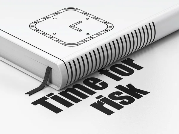 Tijdlijn concept: Boek Watch, tijd voor risico op witte achtergrond — Stockfoto