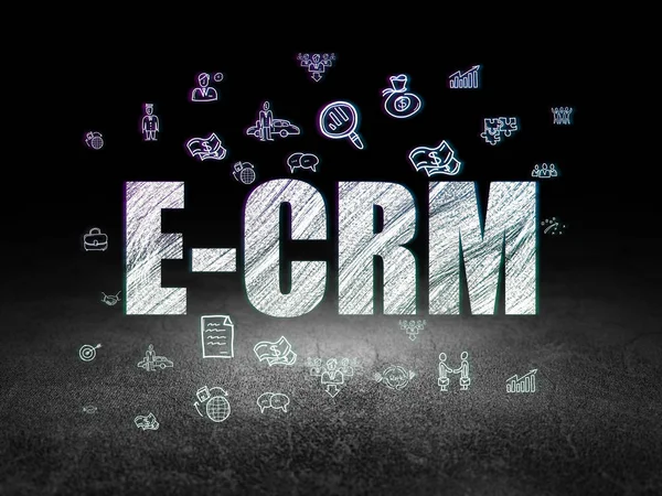 Bedrijfsconcept: E-Crm in de donkere kamer grunge — Stockfoto