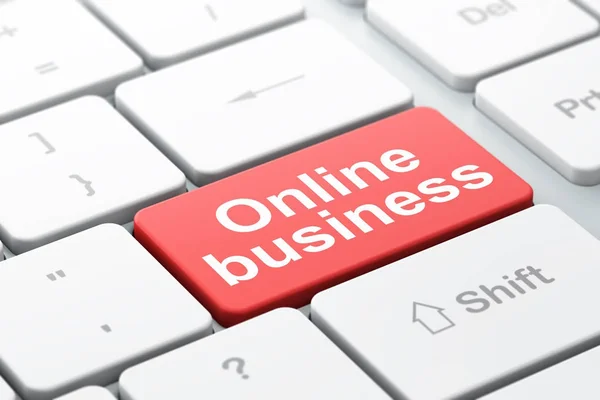 Бизнес-концепция: Онлайн-бизнес на клавиатуре компьютера — стоковое фото