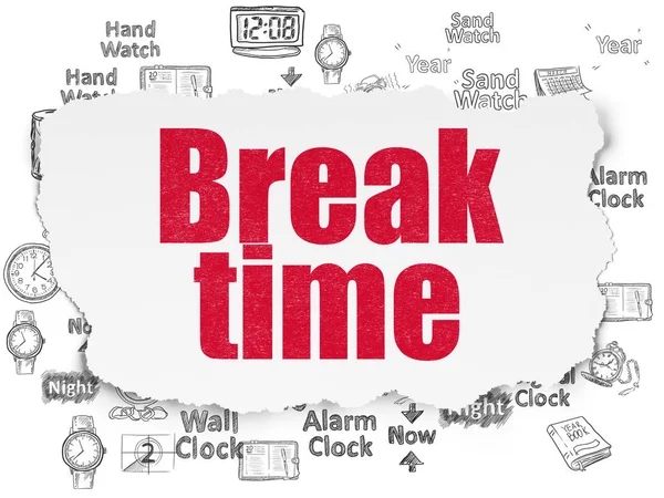 Time concept: Break Time on Torn Paper background