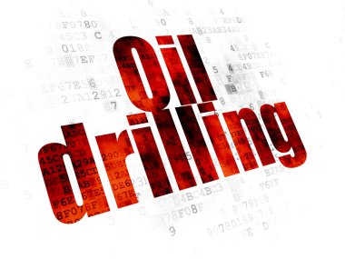 Manufacuring kavramı: dijital arka plan üzerinde petrol Delme