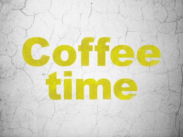 Pojem o čase: káva čas na zeď na pozadí — Stock fotografie