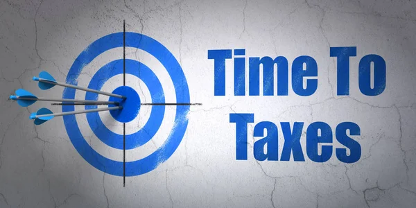 Tidslinje begrepp: mål och tid till skatter på vägg bakgrund — Stockfoto