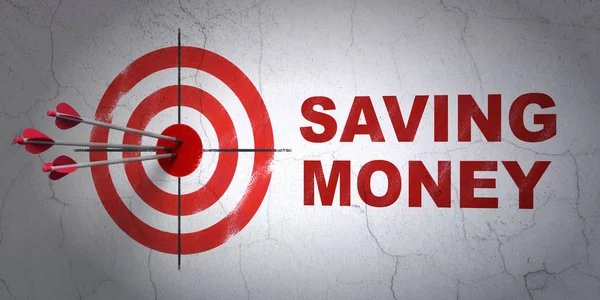 Finance concept: target and Saving Money on wall background — Stock Photo, Image