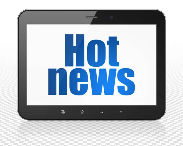 News concept: Tablet Pc Computer with Hot News on display — Stock Photo, Image