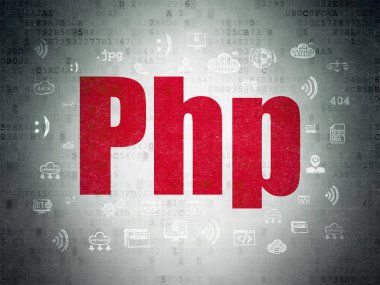 Programlama kavramı: dijital veri kağıt arka plan üzerinde Php