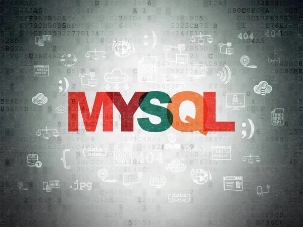 Programvara: MySQL på Digital Data Paper bakgrund — Stockfoto