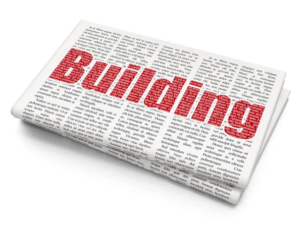 Koncepcja budowy: Budowa na tle gazety — Zdjęcie stockowe