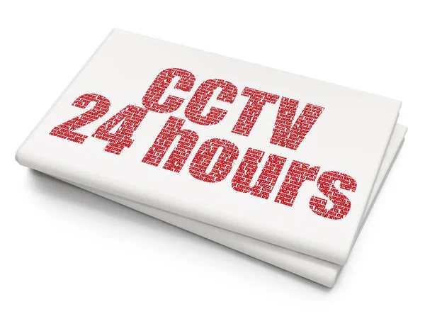 Security concept: CCTV 24 hours on Blank Newspaper background — Stock Photo, Image