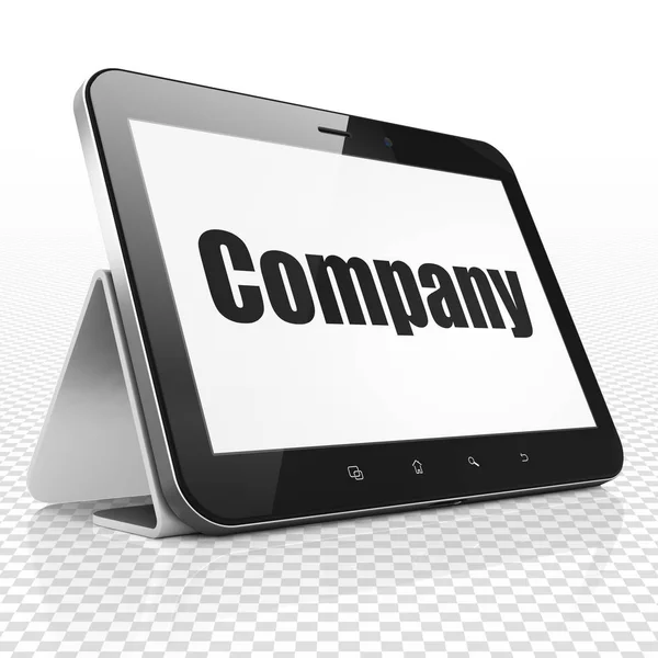 Concetto di finanza: computer tablet con azienda in mostra — Foto Stock