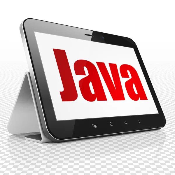 ソフトウェアの概念: 表示に Java でタブレット コンピューター — ストック写真